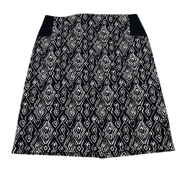 Chicos Womens Black & White Geometric Print Skirt Size 1 medium Stretch Pull on - Picture 1 of 4